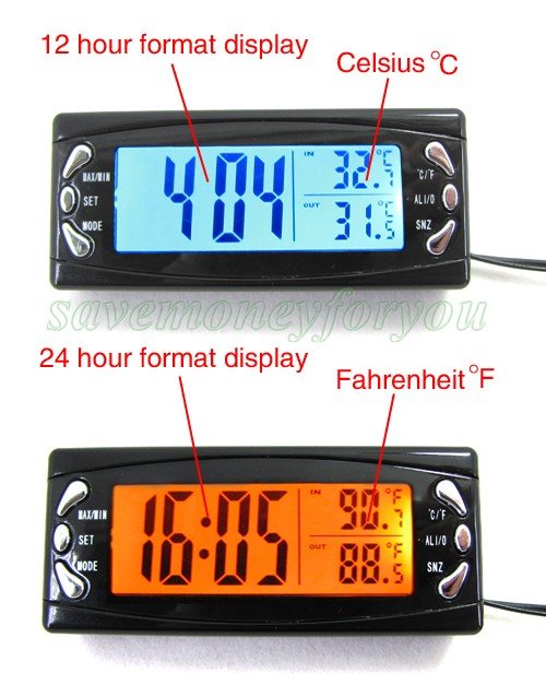 Horloge de voiture AN01 TPMS avec affichage de la température et
