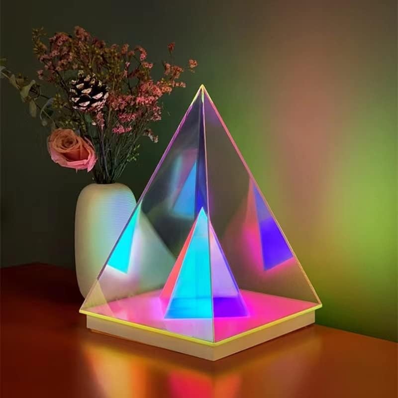 3D pyramída stolová lampa svietiaca dekoracia na stol