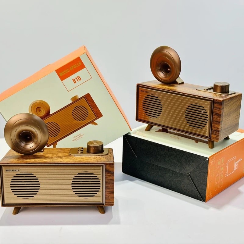 mini male stare radio drevene z dreva retro vintage dizajn