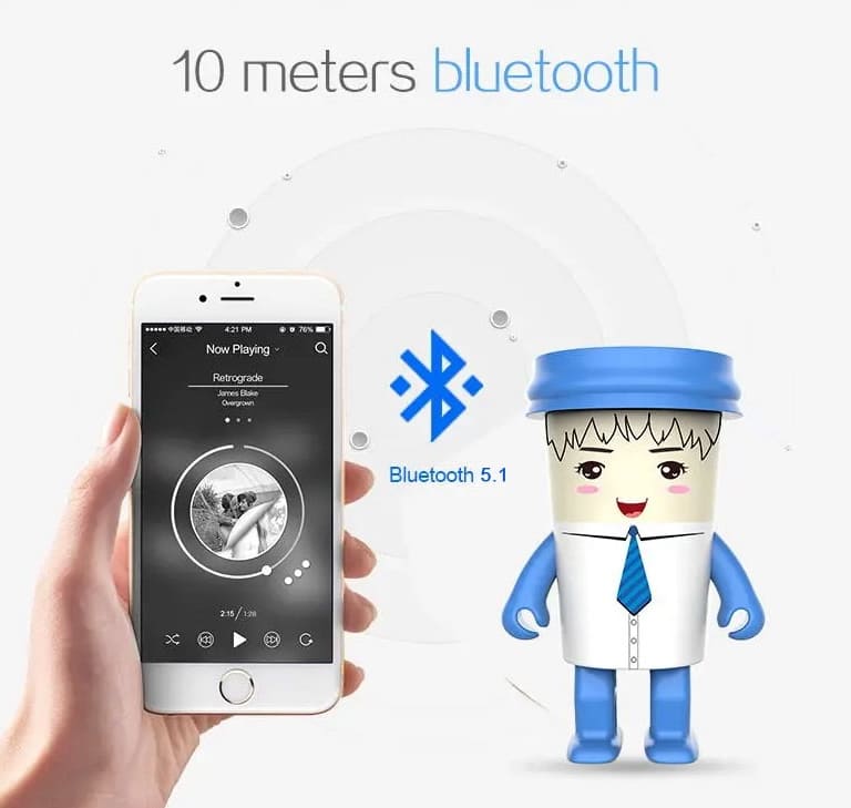 reproduktor bluetooth dosah 10m pre mobil smartphone plastovy pohar