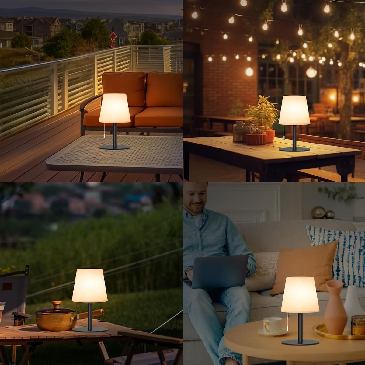 outdoorová LED lampa na batériu vonkajsia do exterieru stolova