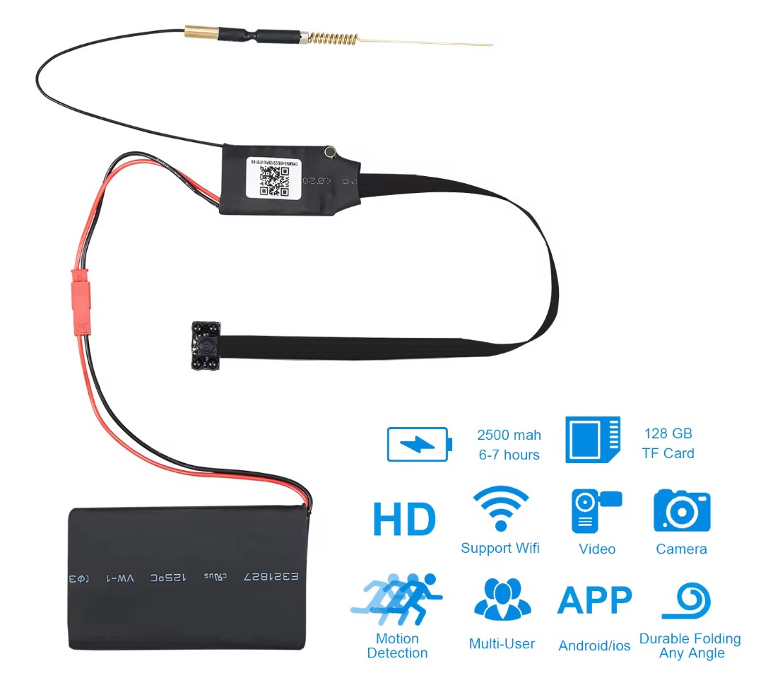 WiFi HD mini pinhole HD kamera 1080P s IR LED nočnými