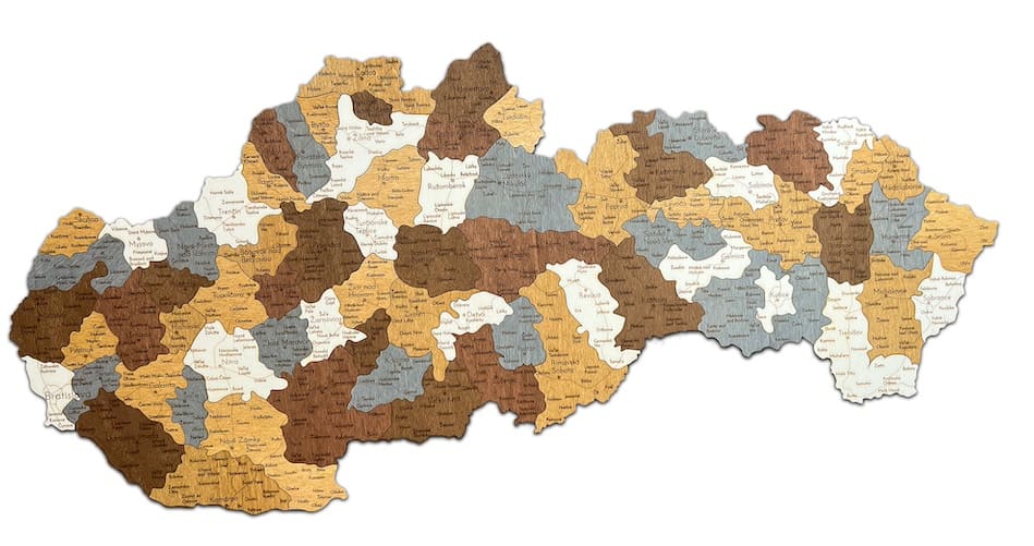 Drevená mapa Slovenska 3D / 2D na stenu - nástenná